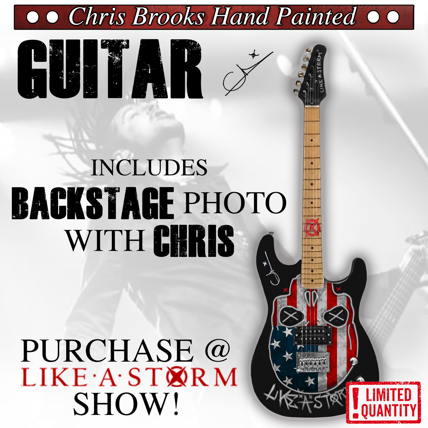 HAND-PAINTED GUITAR - 'USA Skull' | LOUDER THAN LIFE PICKUP | Painted & Signed by Chris Brooks