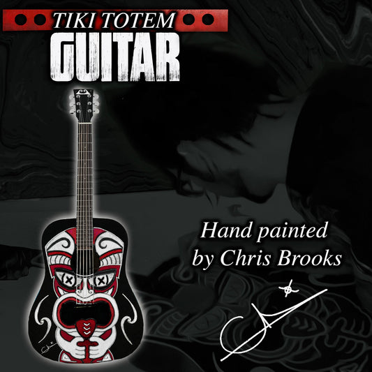 HAND-PAINTED GUITAR - Tiki Totem | Painted & Signed by Chris Brooks