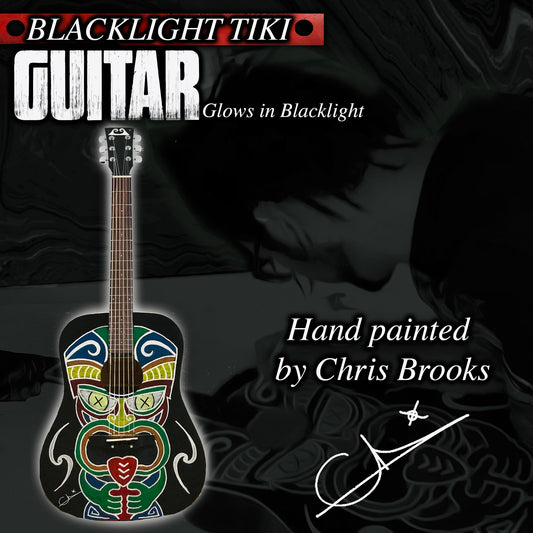 HAND-PAINTED GUITAR - Blacklight Tiki | Painted & Signed by Chris Brooks